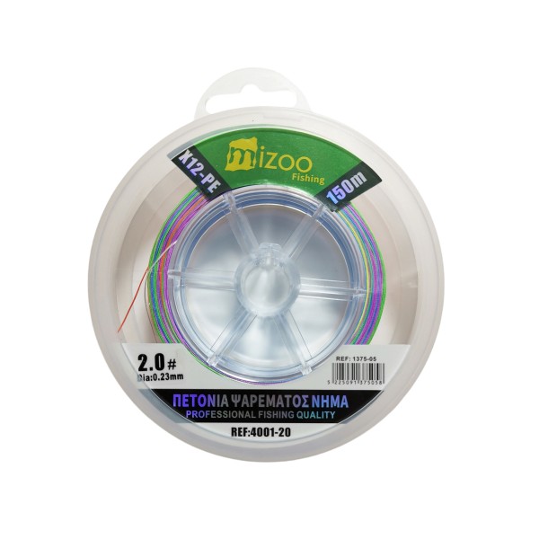 MIZOO FISHING ΝΗΜΑ ΨΑΡΕΜΑΤΟΣ ΠΟΛΥΧΡΩΜΟ X12-PE 150M 2.0# O.23MM 1375-05